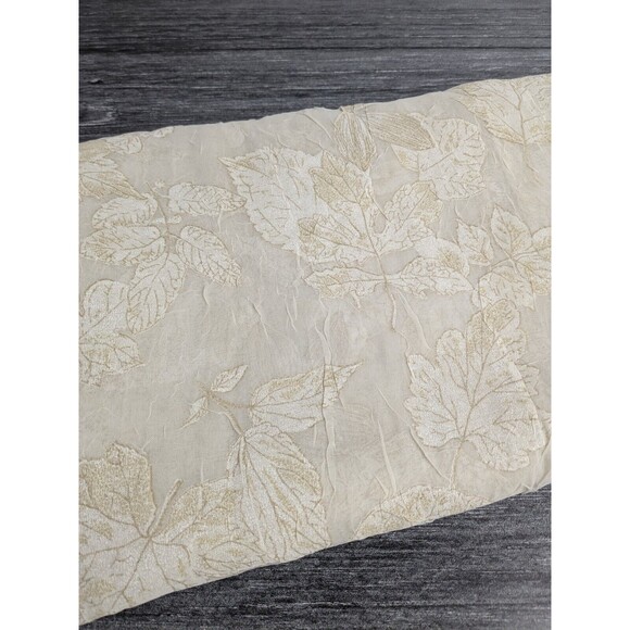 Vintage Croscill Sheer Curtain Panel Pair 84 x 45 Ivory & Gold Leaves Rod Pocket - Picture 6 of 6